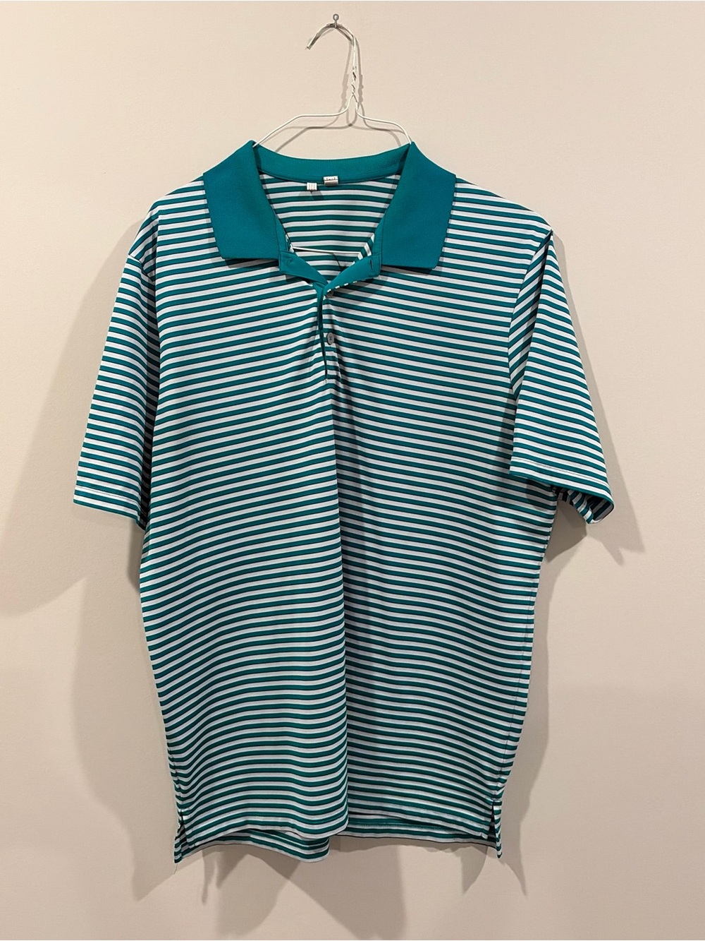 Adidas Striped Teal and White Polo Shirt